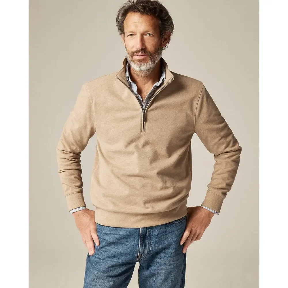 J. Crew Seaboard Soft-Knit Quarter-Zip Sweatshirt Heather Mushroom Size L NWT